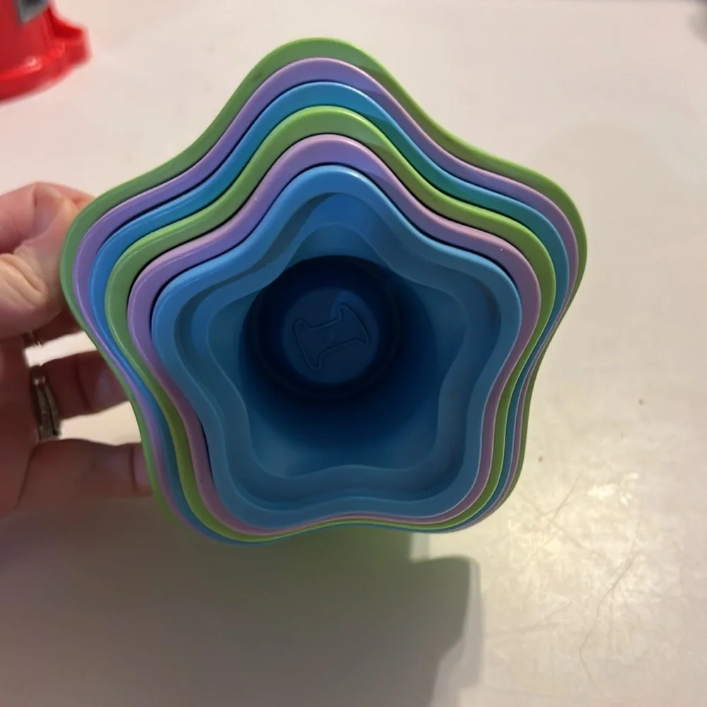 My First Stacking Cups - 6pc Color & Shape Identification bath toy Green toys